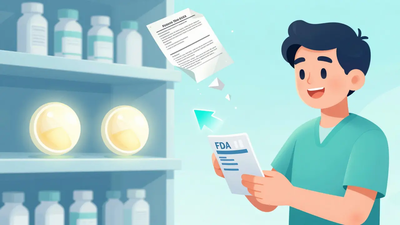 Patient receiving a generic pill that glows identically to the brand-name version.