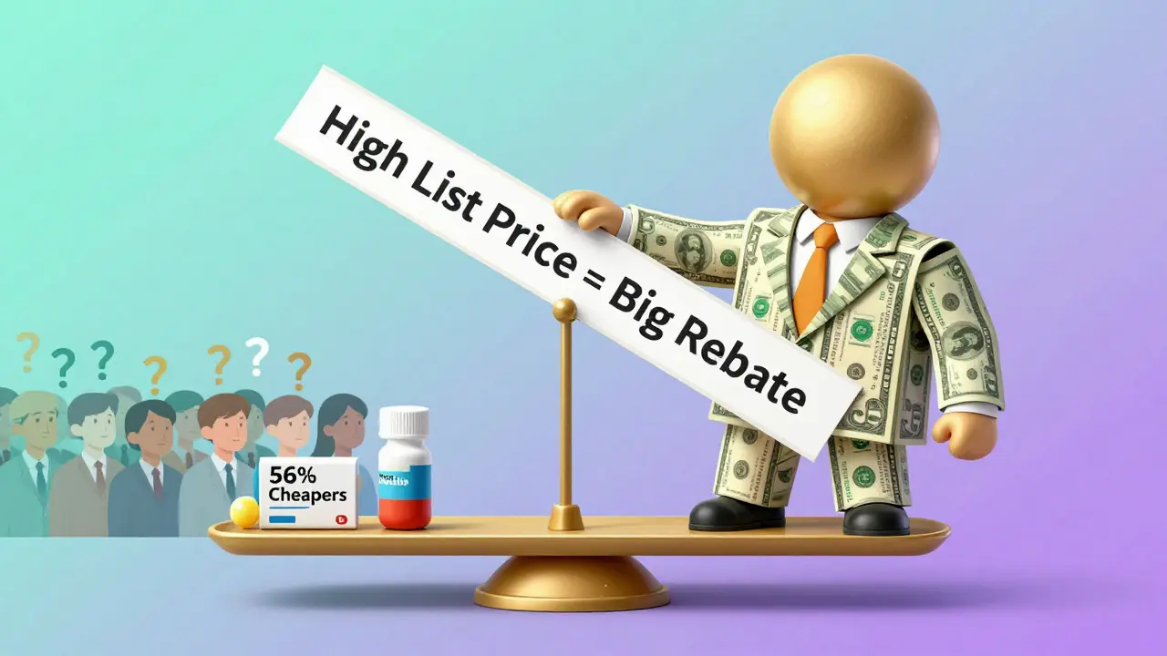 Suits made of money tipping a scale toward expensive drugs while cheaper biosimilars struggle.