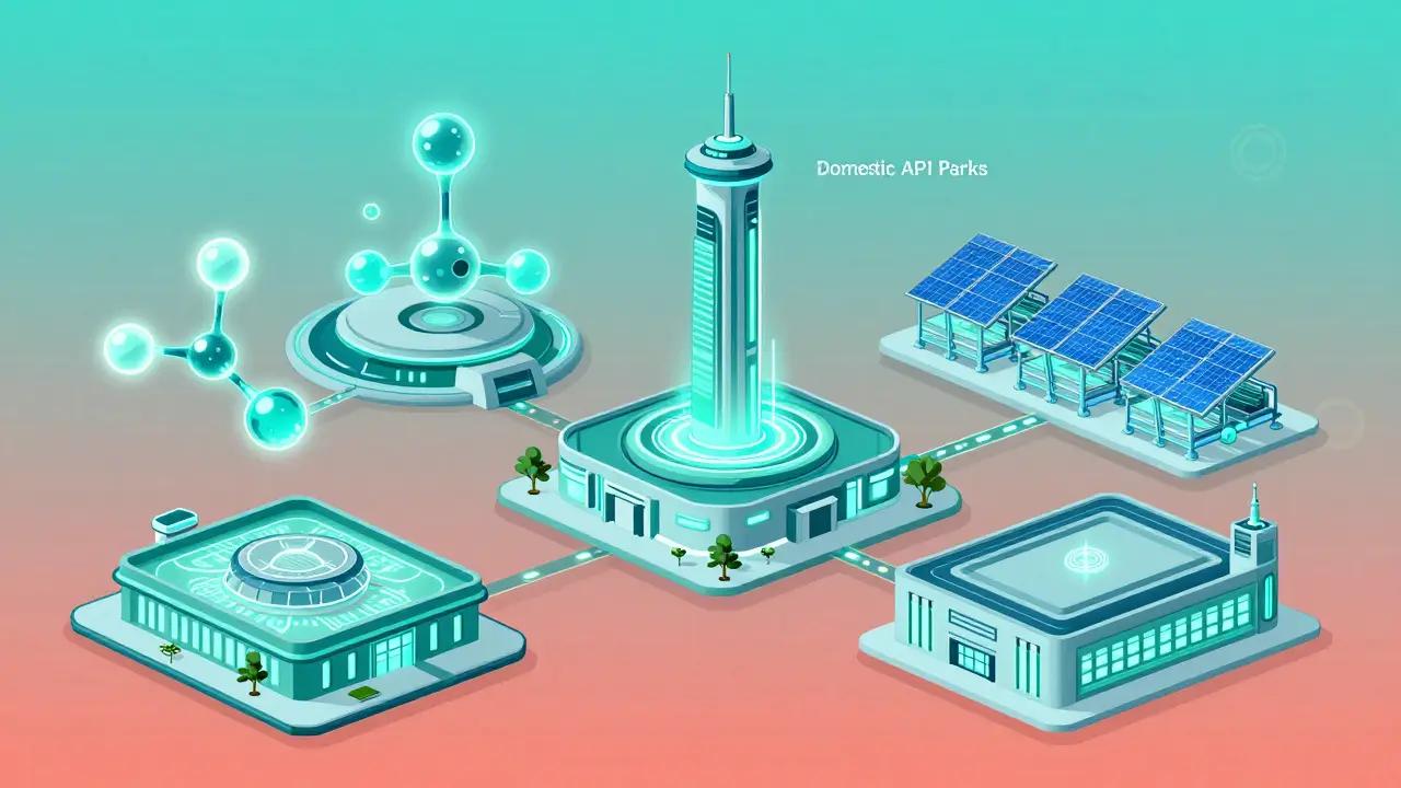 Futuristic biotech facilities and sustainable supply chains with neon gradient colors